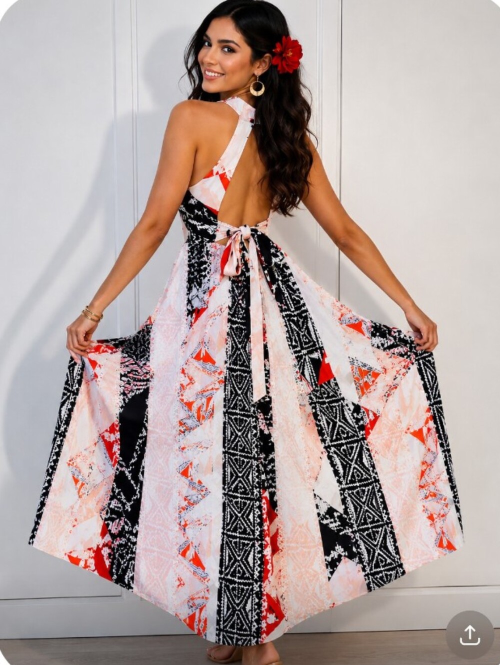 NWT! ANTHROPOLOGIE ABEL THE LABEL M ABSTRACT FEMININE FLOWING RESORT SUN DRESS - Picture 3 of 10